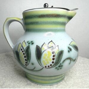 Buchan Portobello Scotland Stoneware Lidded Hand Painted Pitcher Jug Vintage 70s